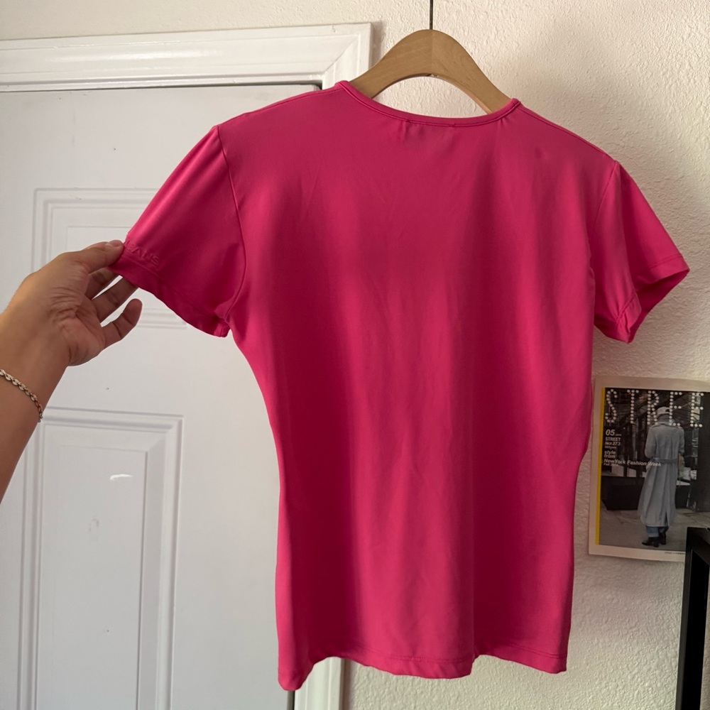 FENDI vintage pink knit crew neck short sleeve boxy cropped baby tee t-shirt - Picture 4 of 8